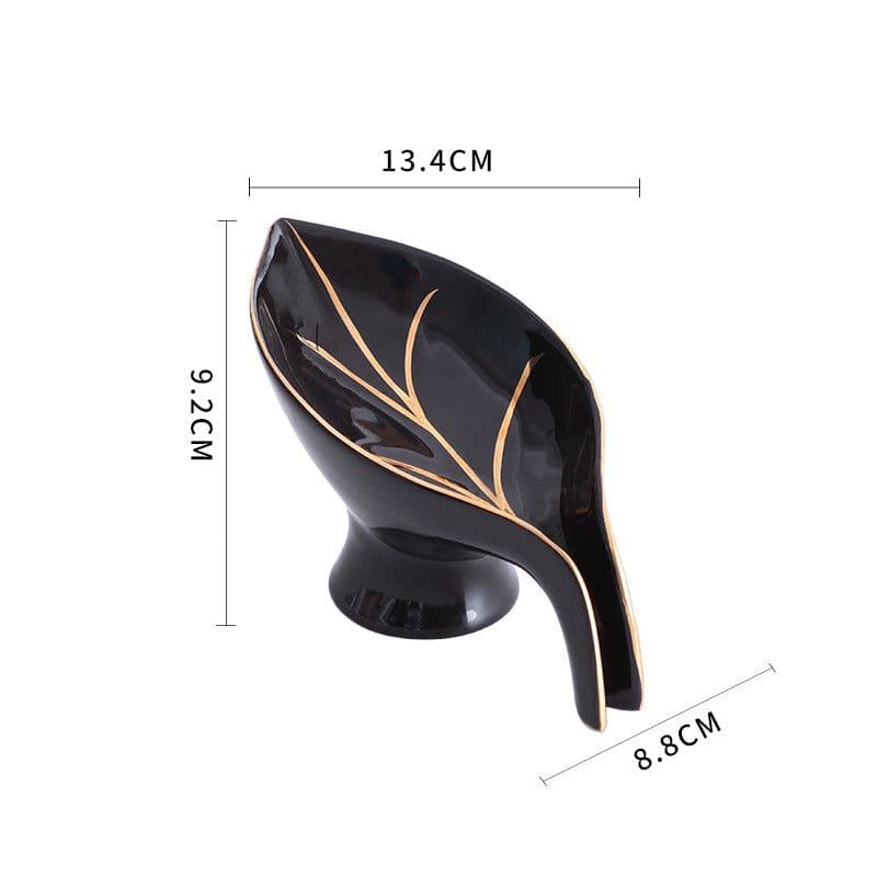 image-Ceramics Leaf Shape Soap Box Bathroom Soap Holder Storage