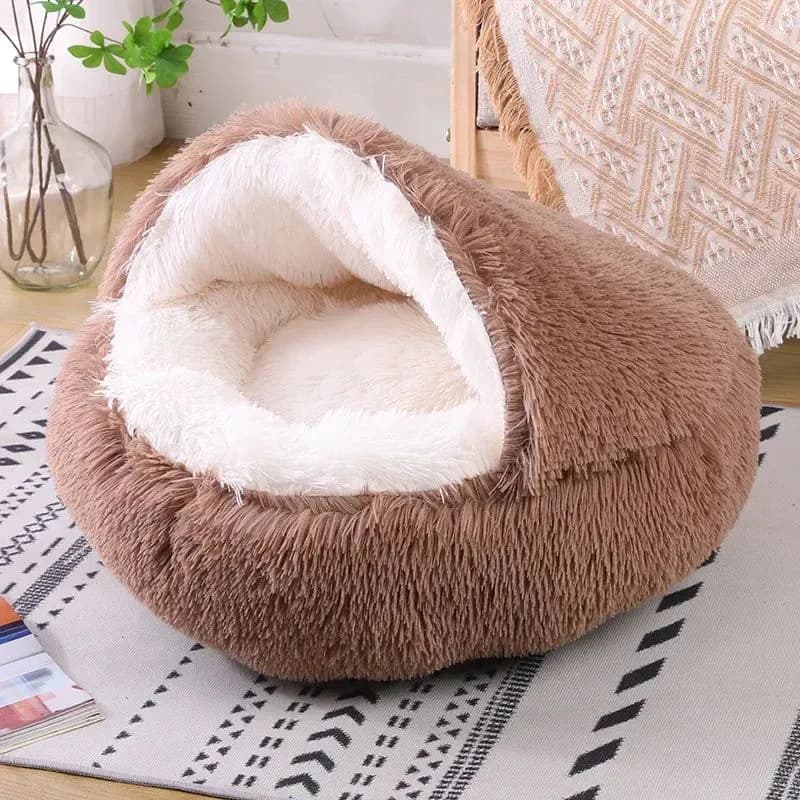 image-Plush Round Cat Bed Pet Mattress Warm Soft and Comfortable Basket Cat