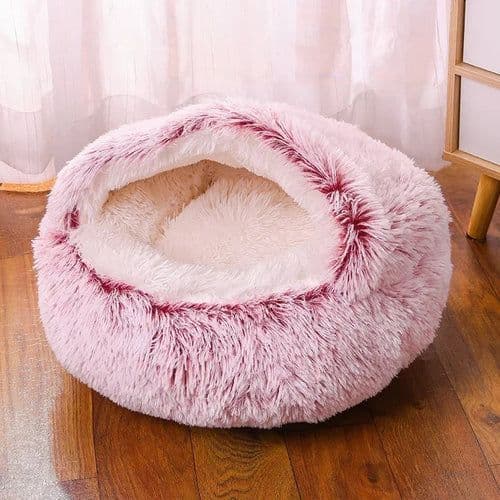 image-Plush Round Cat Bed Pet Mattress Warm Soft and Comfortable Basket Cat