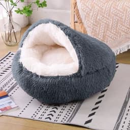 image-Plush Round Cat Bed Pet Mattress Warm Soft and Comfortable Basket Cat