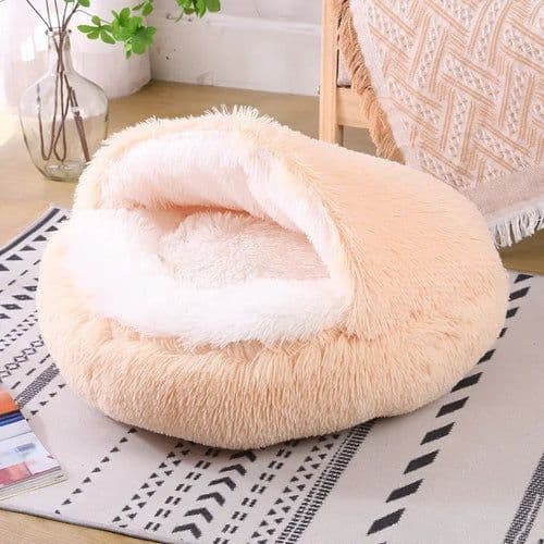 image-Plush Round Cat Bed Pet Mattress Warm Soft and Comfortable Basket Cat