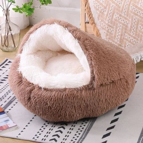 image-Plush Round Cat Bed Pet Mattress Warm Soft and Comfortable Basket Cat
