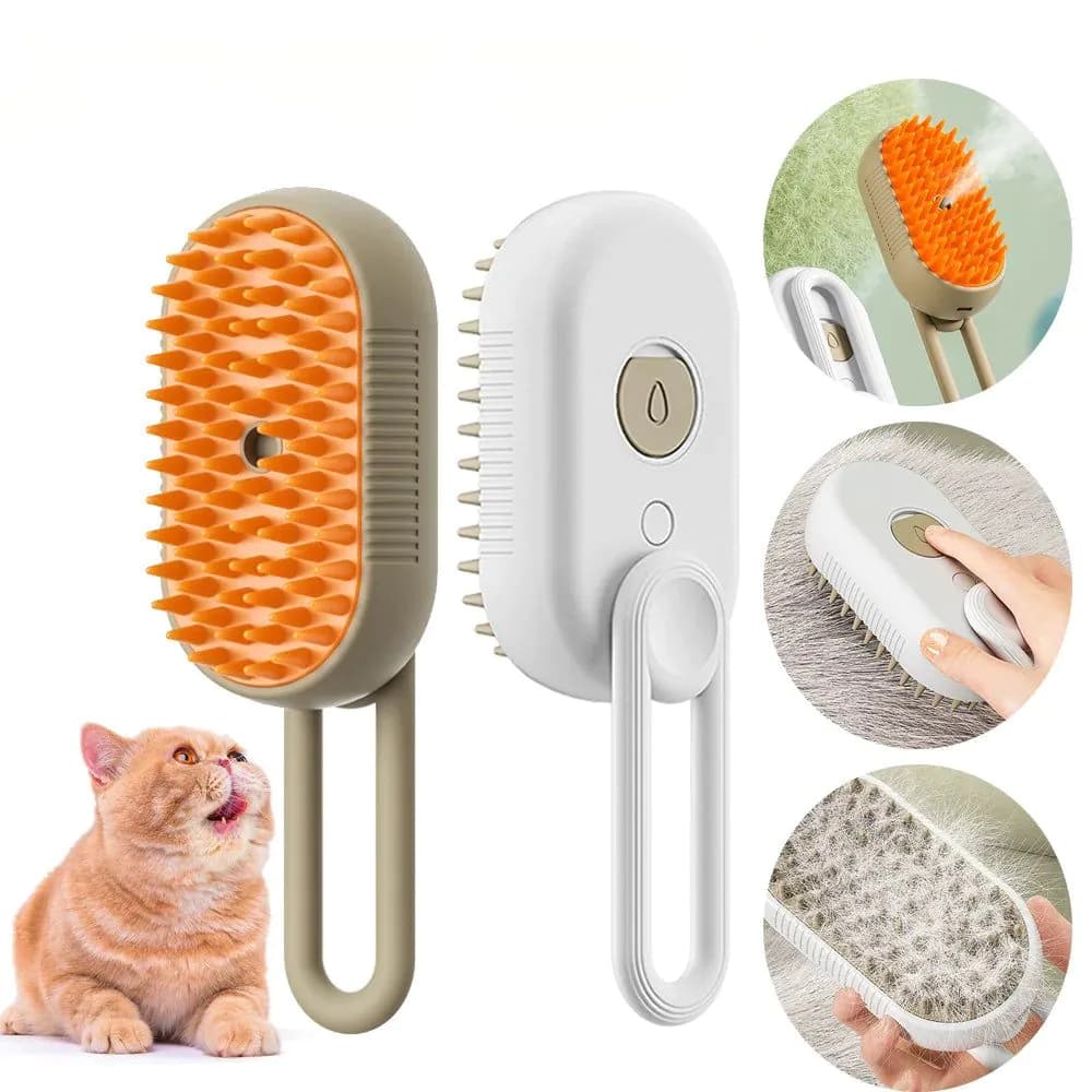 image-Steamy Cat Brush 3 in 1 Electric Anti-splashing Cat Brush with Steam