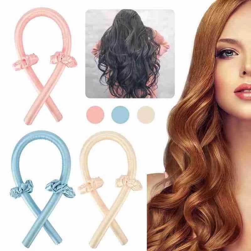 image-Heatless Curling Rod Curls Silk Ribbon Curlers