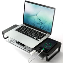 image-Ergonomic Monitor Holder Riser With 3 USB Port Laptop Stand