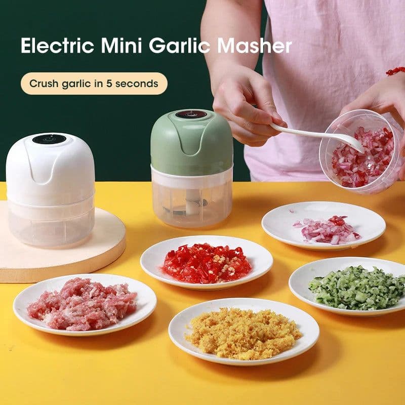 image-250ml Garlic Masher Crusher Electric Kitchen Food Chopper USB Portable