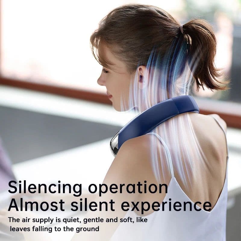 image-10000mAh Portable Neck Fan Mini Bladeless Silent Neckband Fan USB