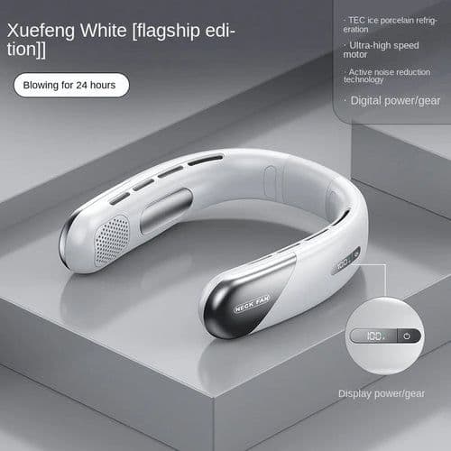 image-10000mAh Portable Neck Fan Mini Bladeless Silent Neckband Fan USB