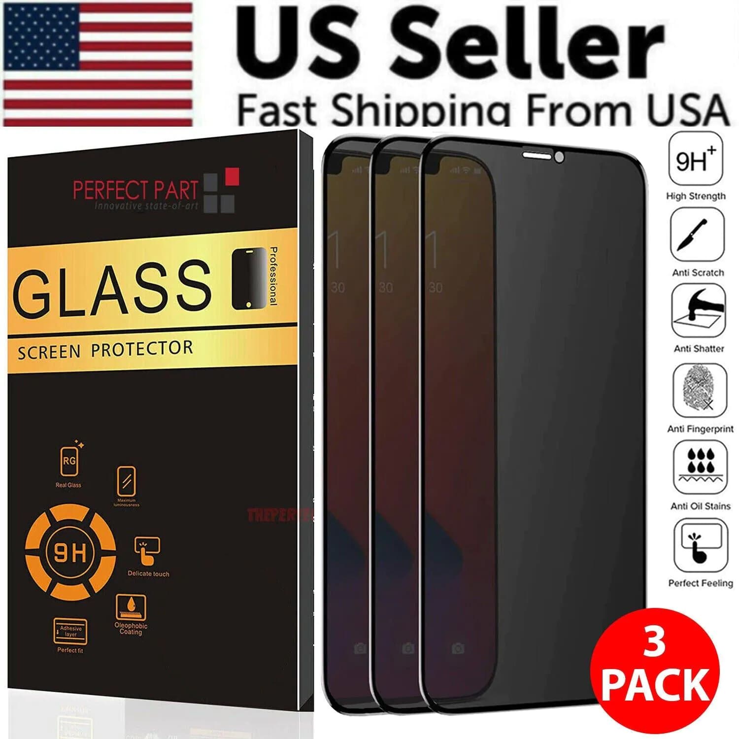 image-3 Pack For iPhone 15 14 13 12 11 Pro Max Privacy Tempered Glass Screen