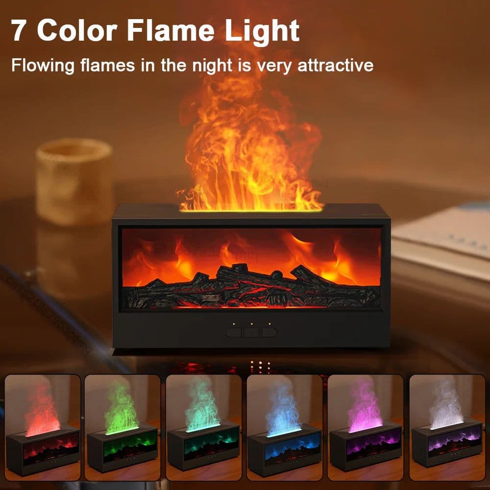 image-Fireplace Humidifier Flame Aroma Diffuser Fire Humidifier Essential