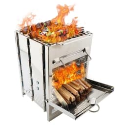 image-Square Wood Stove For Outdoors Camping BBQ Boiling Cooking
