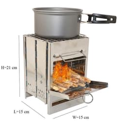 image-Square Wood Stove For Outdoors Camping BBQ Boiling Cooking