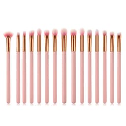 image-15pcs Wood Aluminum Eyes Makeup Brushes Set Beauty Tools Eyeshadow