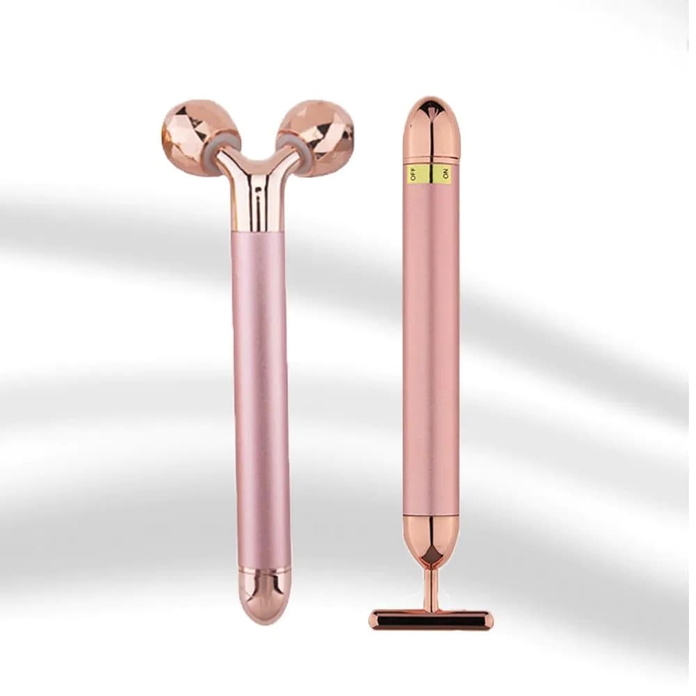 image-24k Gold Energy Beauty Bar Facial Face Massager 3D Roller Electric