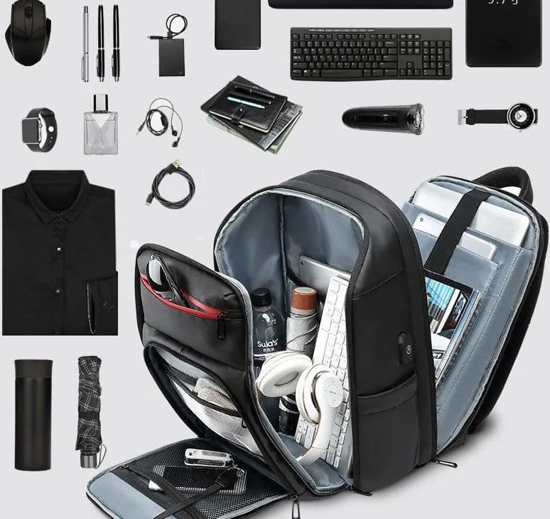 image-Waterproof Backpack with Multifunctional External USB Port