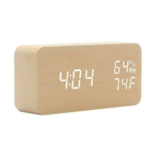 image-Wooden LED Digital Alarm Clock For Home Decoration