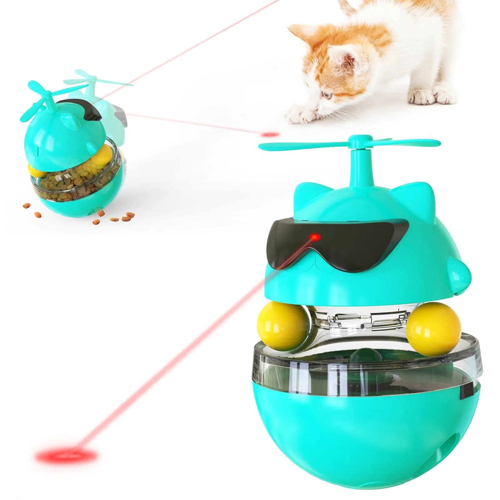 image-Cat Toy Laser Electric Infrared Ray Funny Turntable Tumbler