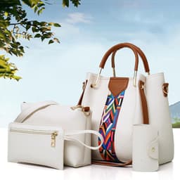 image-Four-piece Color Contrast Handbags For Women