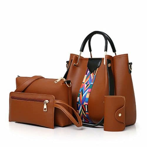 image-Four-piece Color Contrast Handbags For Women