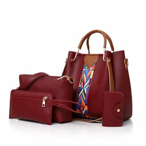 image-Four-piece Color Contrast Handbags For Women