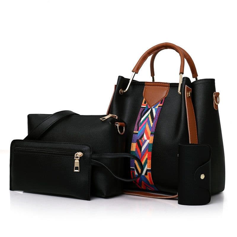 image-Four-piece Color Contrast Handbags For Women