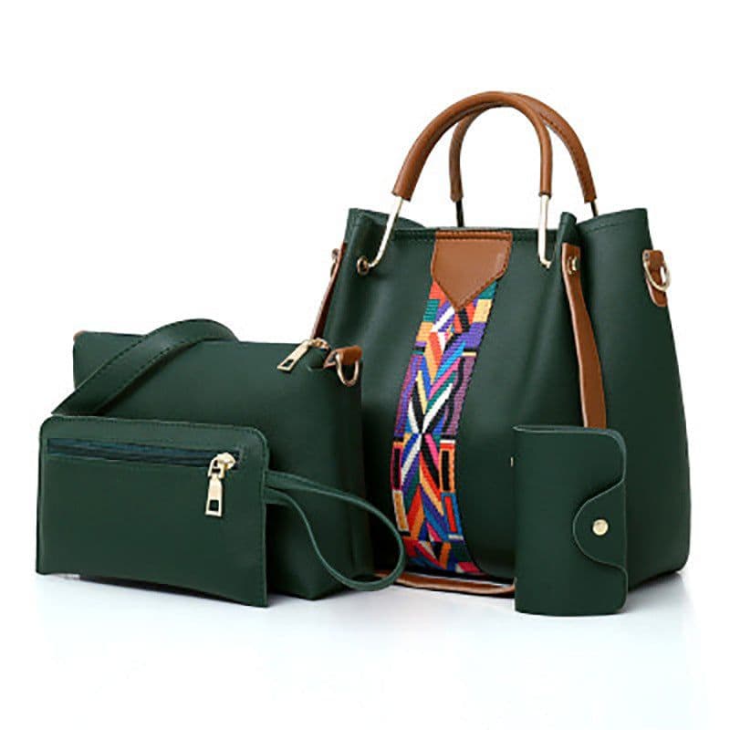 image-Four-piece Color Contrast Handbags For Women