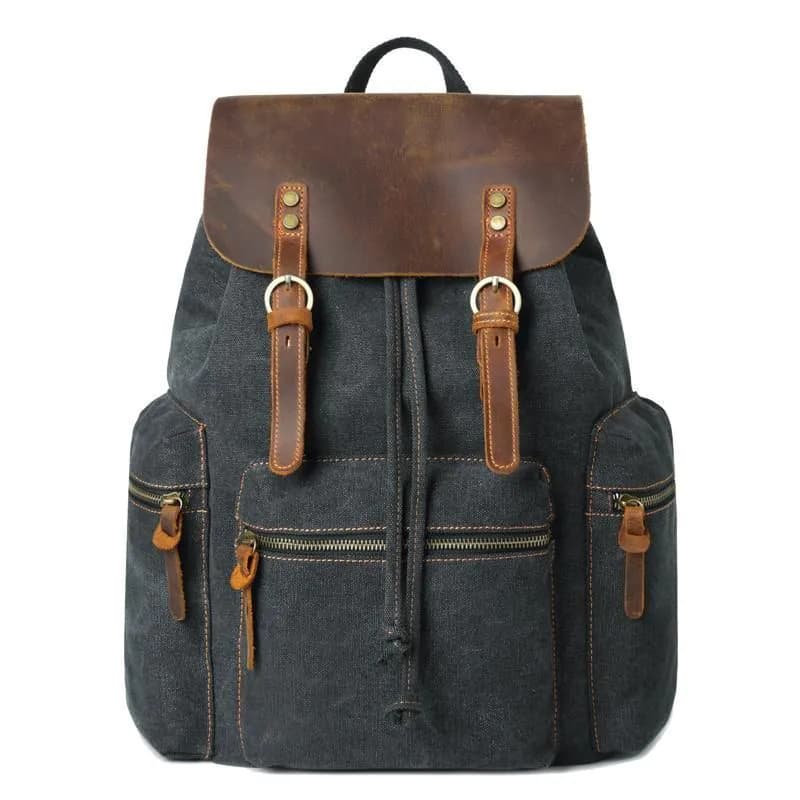 image-Fashion Contrast Color Canvas Backpack For Men And Women