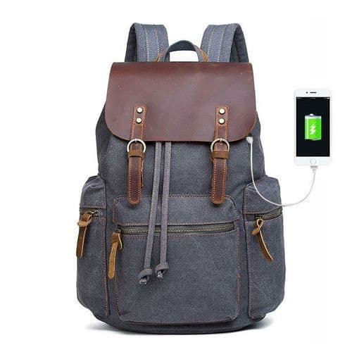 image-Fashion Contrast Color Canvas Backpack For Men And Women