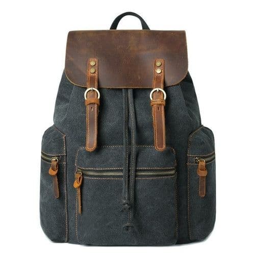 image-Fashion Contrast Color Canvas Backpack For Men And Women