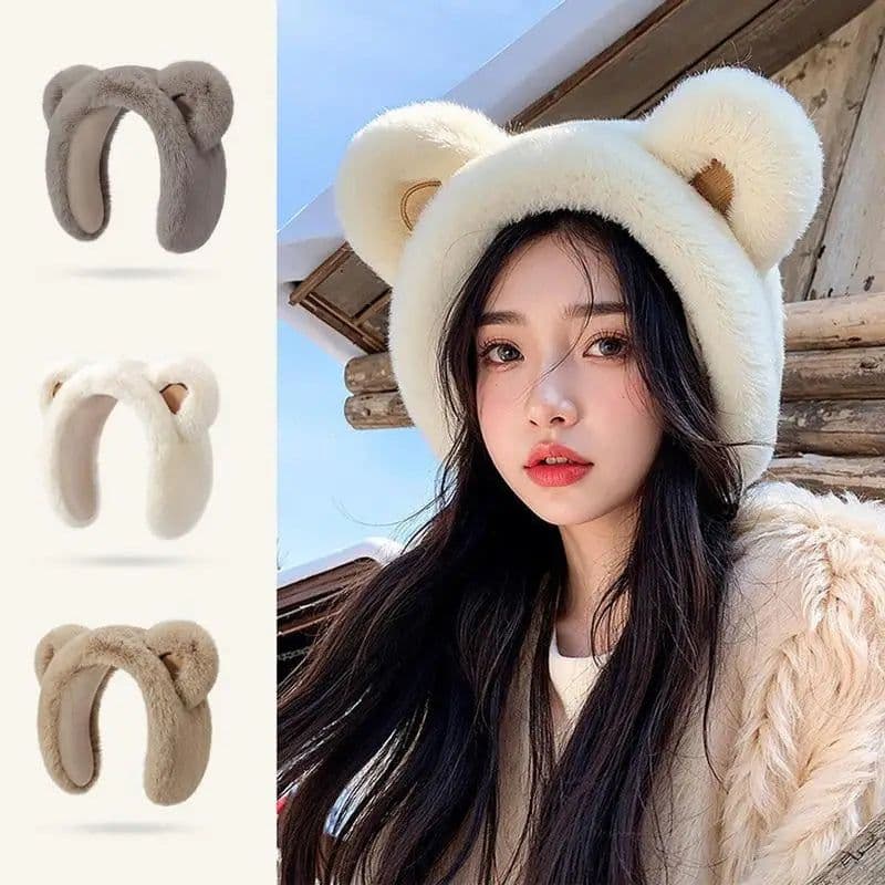 image-Bear Earmuffs Cartoon Little Bear Warm Earmuffs for Girls Winter