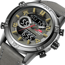 image-Sports Waterproof Leather Band Quartz Watch For Men