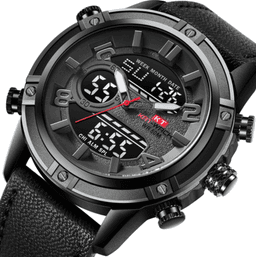 image-Sports Waterproof Leather Band Quartz Watch For Men