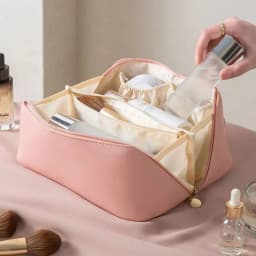 image-Large Capacity PU Pillow Tote Makeup Bag For Woman Travel Cosmetics
