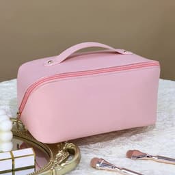 image-Large Capacity PU Pillow Tote Makeup Bag For Woman Travel Cosmetics