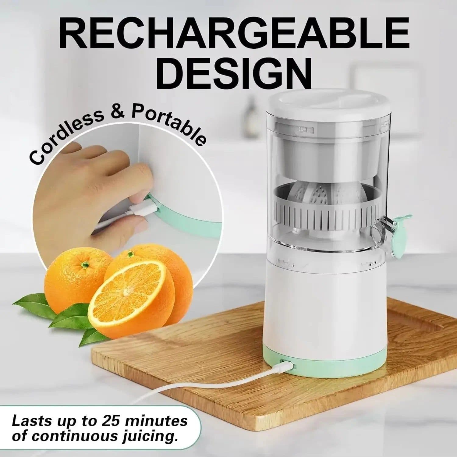 image-Portable Electric Juicer USB Charging Orange Lemon Fruit Blender Mini
