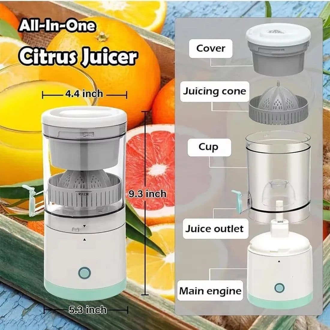 image-Portable Electric Juicer USB Charging Orange Lemon Fruit Blender Mini