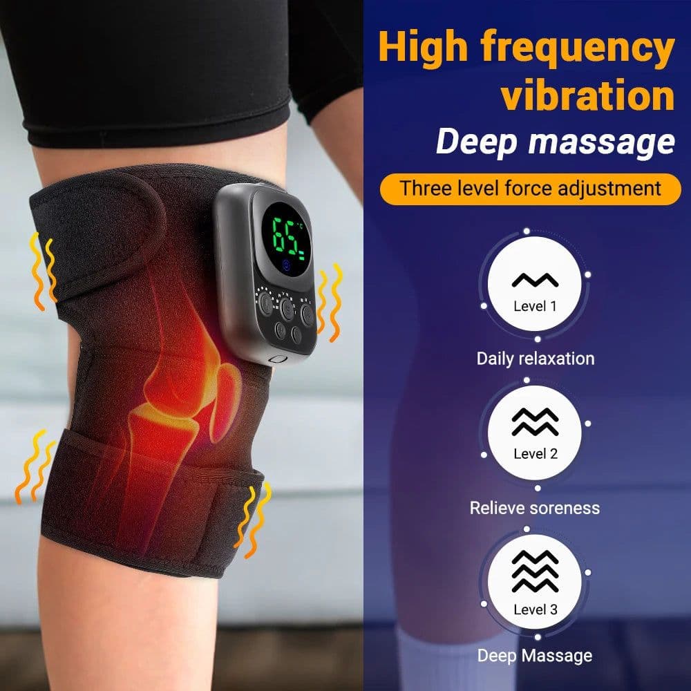 image-Electric Heating Vibration Knee Pad 360° Wrap Knee Joint Support Brace
