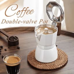 image-Espresso Maker Dual Valve Moka Pot Vintage Wooden Handle150ML Coffee
