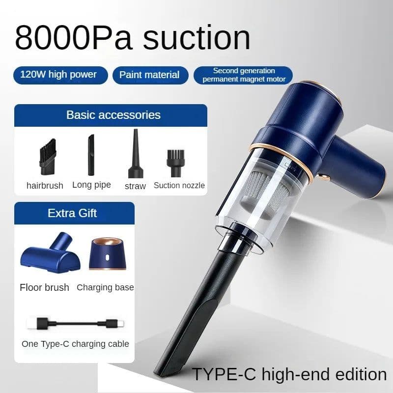 image-4 in 1 Car Vacuum Cleaner 8000PA Strong Suction Handheld Wireless