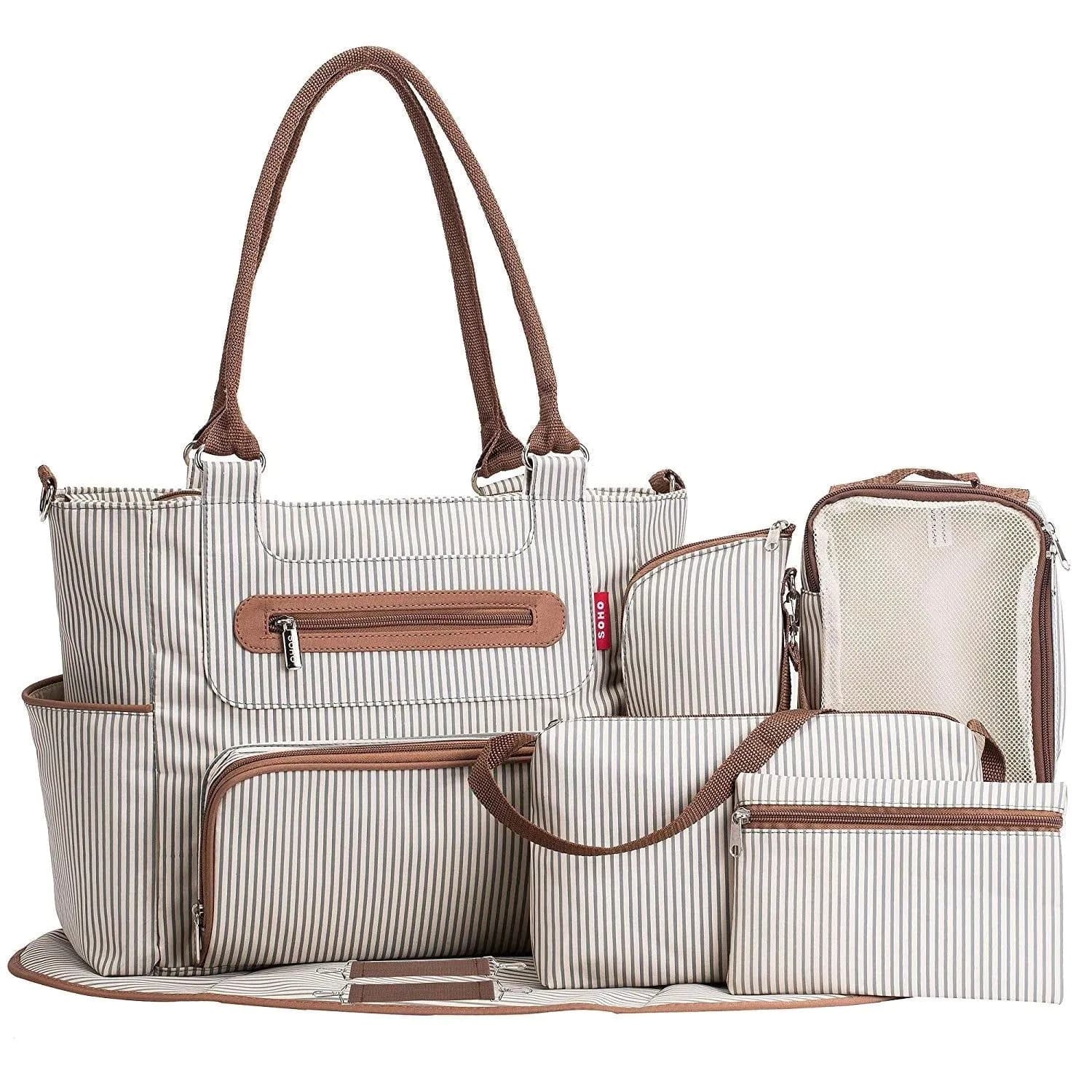 image-Large Capacity Diaper Bag For Baby Mom (White)