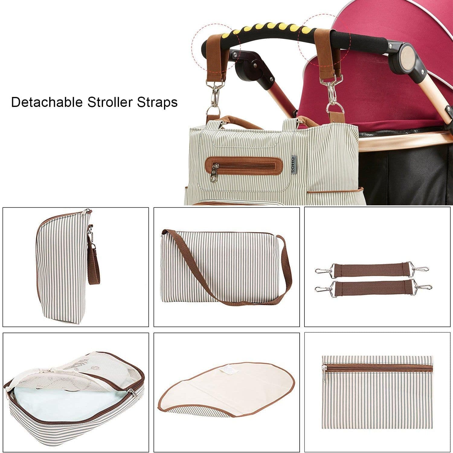 image-Large Capacity Diaper Bag For Baby Mom (White)