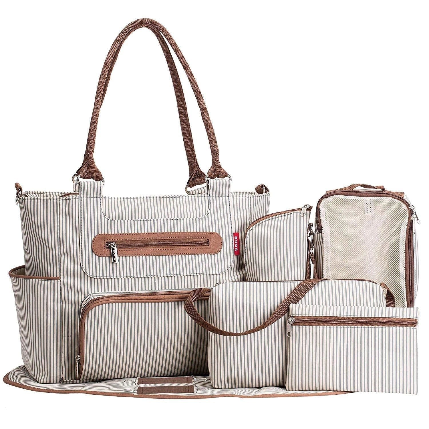 image-Large Capacity Diaper Bag For Baby Mom (White)