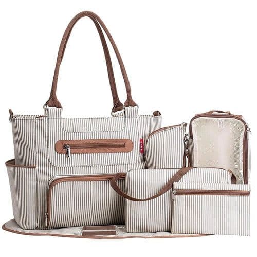 image-Large Capacity Diaper Bag For Baby Mom (White)