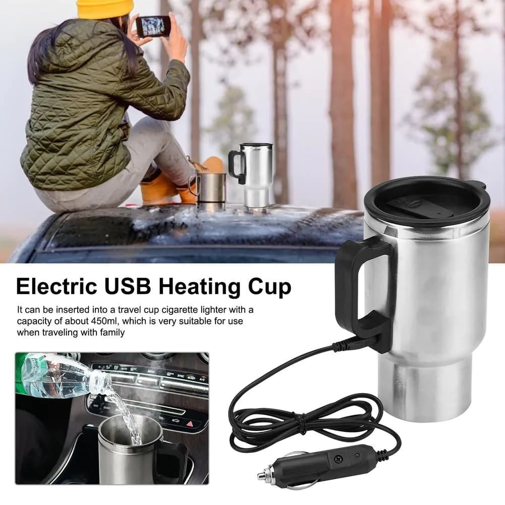 image-Stainless Steel Vehicle Heating Cup Electric Car Kettle