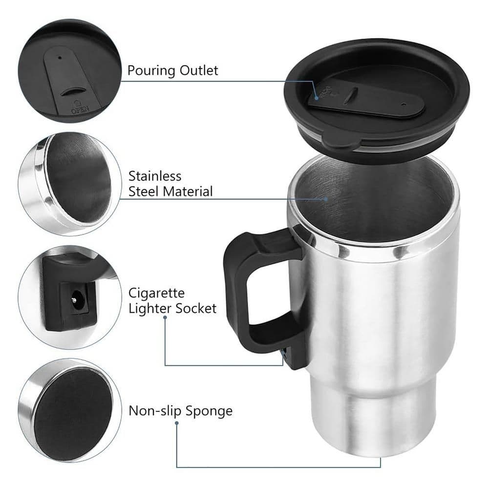 image-Stainless Steel Vehicle Heating Cup Electric Car Kettle