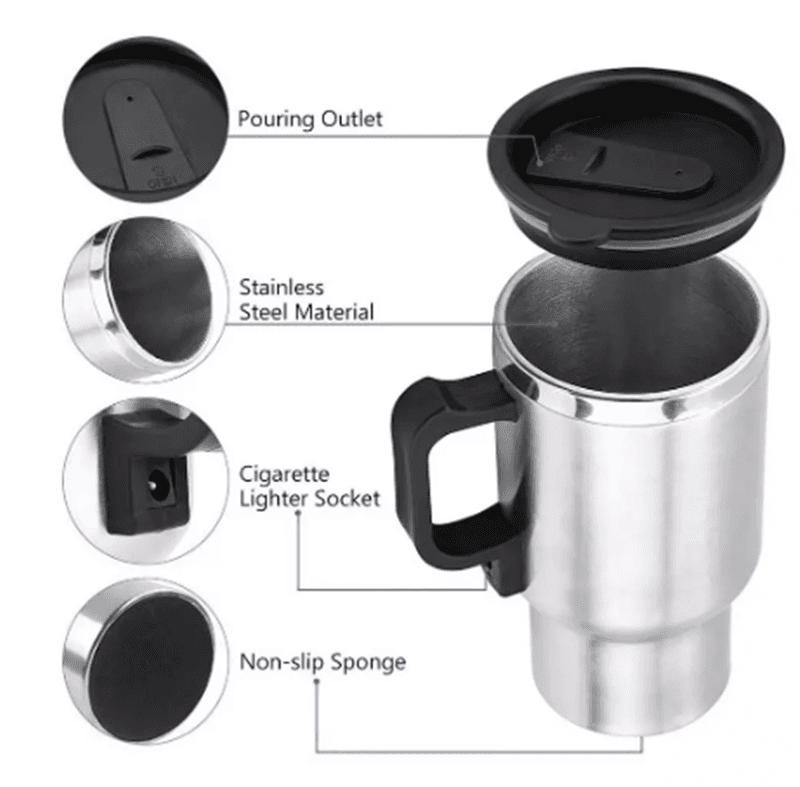 image-Stainless Steel Vehicle Heating Cup Electric Car Kettle