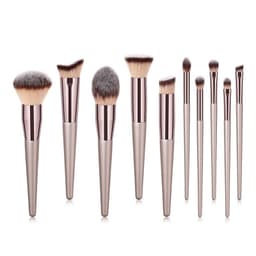 image-10pcs Champagne Makeup Brushes Set Foundation Powder Blush Eyeshadow