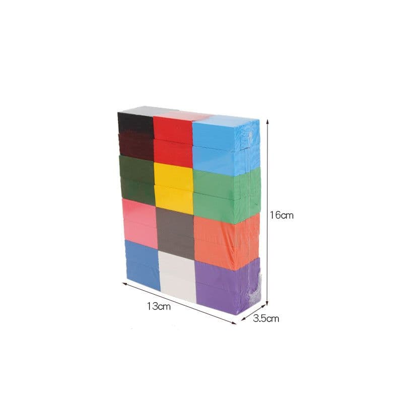 image-Wooden Domino Blocks Building Toy Kits Color Sort Rainbow
