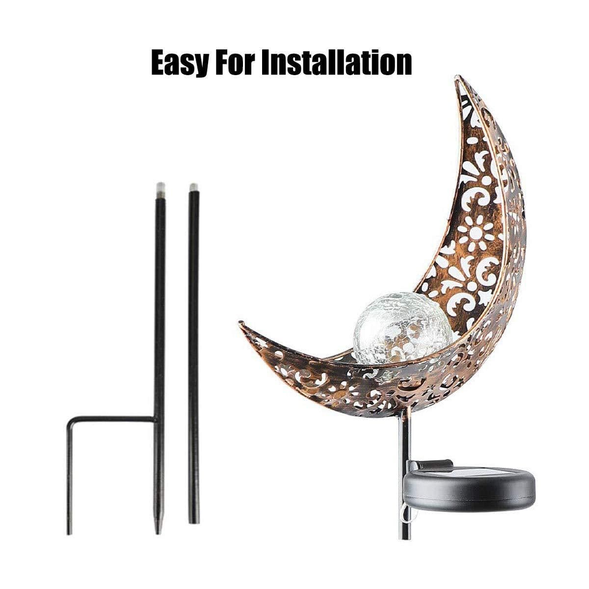 image-New Products Solar Moon Iron Art Light Hollow Moon Shape Iron Art Garden Light Outdoor Lunar Light Control Light