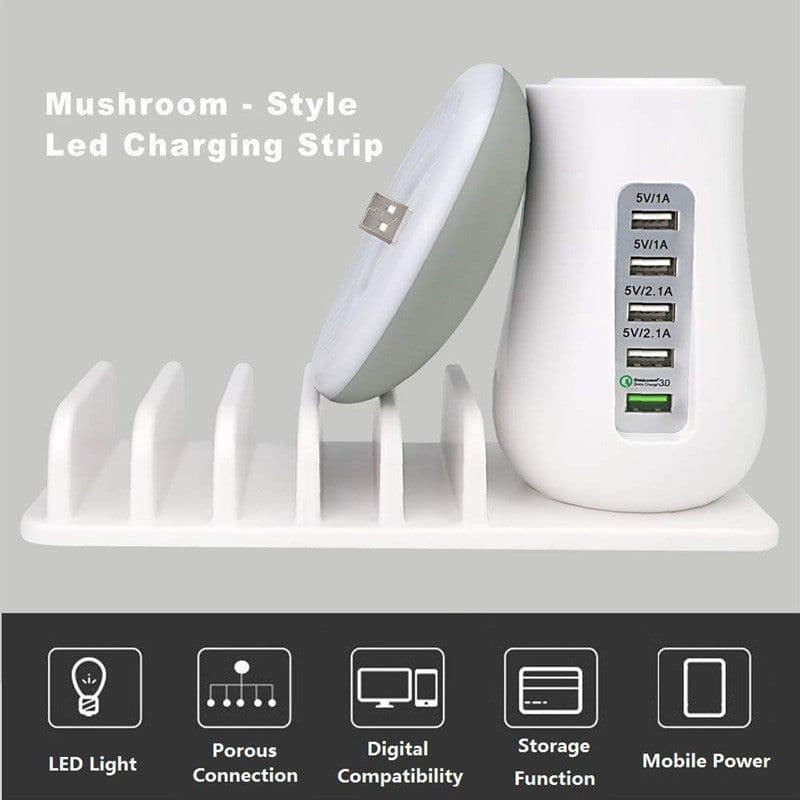 image-Mushroom Lamp LED Lamp Holder USB Charger